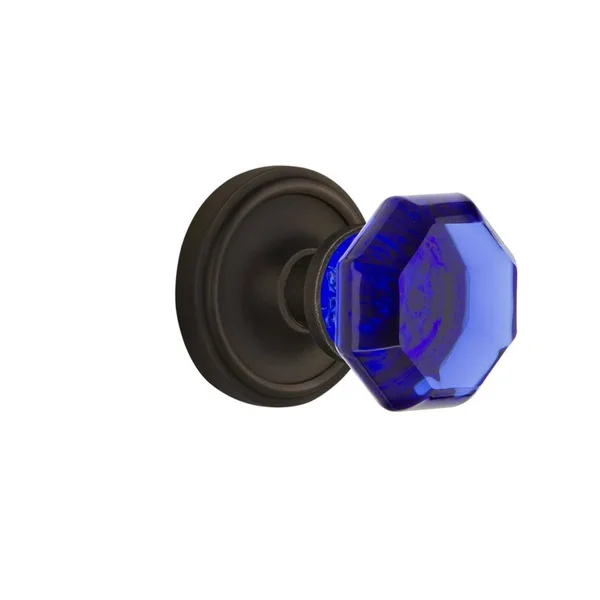 Nostalgic Warehouse Classic Rosette Double Dummy Waldorf Cobalt Door Knob in Oil-Rubbed Bronze 723130