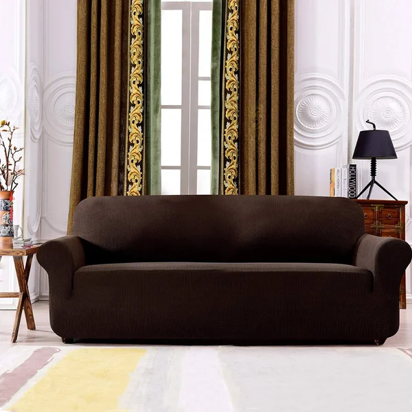 Leroy Plaid Stretch Sofa Slipcover - Subrtex X-Large - Chocolate Plaid