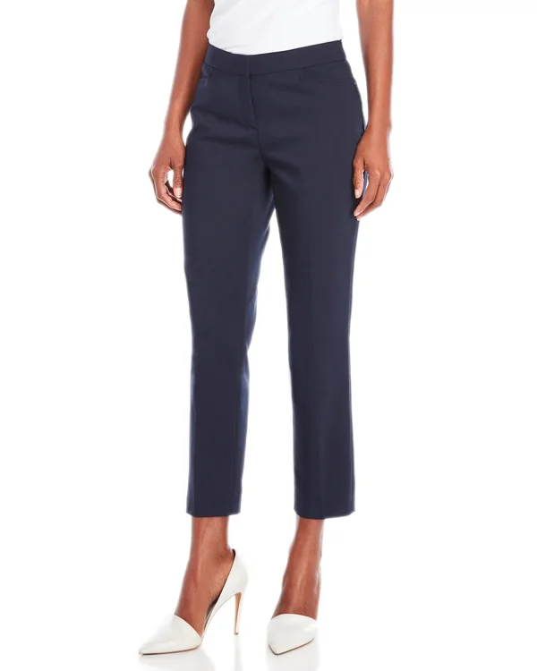 Rafaella Navy Satin Twill Ankle Pants