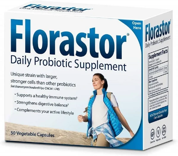 Florastor Daily Probiotic Supplement for Men & Women - 250 mg, 50 Capsules