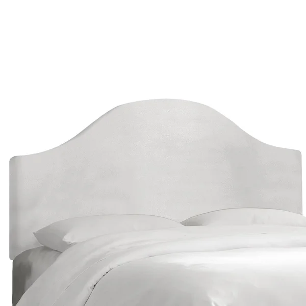 Curved Headboard - Skyline Furniture - Velvet White - Queen - Solid