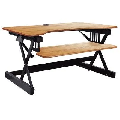 Rocelco Retractable Keyboard Tray Height Adjustable Standing Desk Converter Symple Stuff Color (Top): Teak/Black