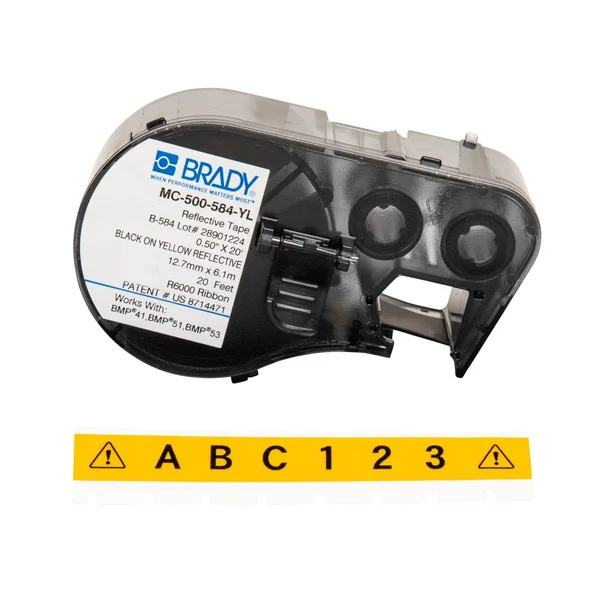 Brady MC-500-584-YL Label Tape Cartridge - Black on Yellow Reflective