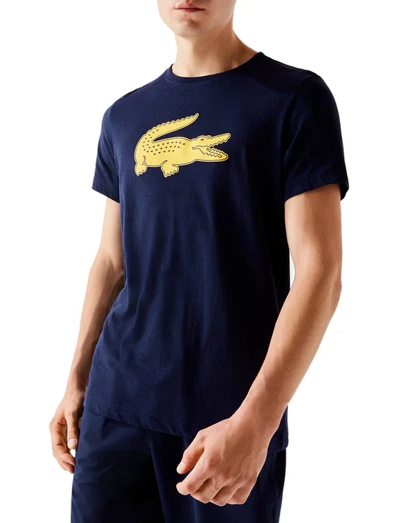 Lacoste Men Sport 3D Print Crocodile Jersey T-Shirt Blue XXL