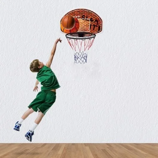 Costway Wall Mounted Fan Backboard with Basketball Hoop and Rim