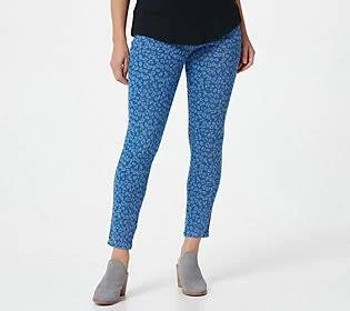 Belle by Kim Gravel Flexibelle Leopard PrintLegging - Size Reg 4, Medium Wash