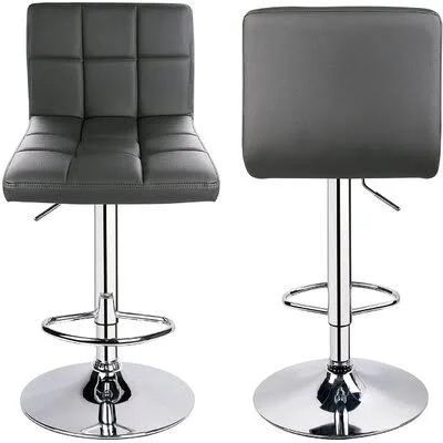 Bar Stools, Modern PU Leather Adjustable Swivel Bar Stool with Back Orren Ellis Upholstery: Gray