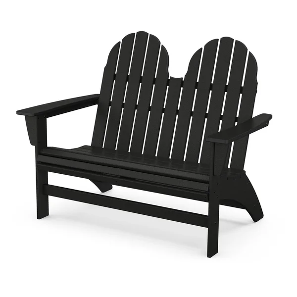 POLYWOOD Vineyard Adirondack Bench - Black