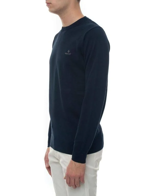 Gant Classic Cotton Crew Colour: Evening Blue - Size: XL