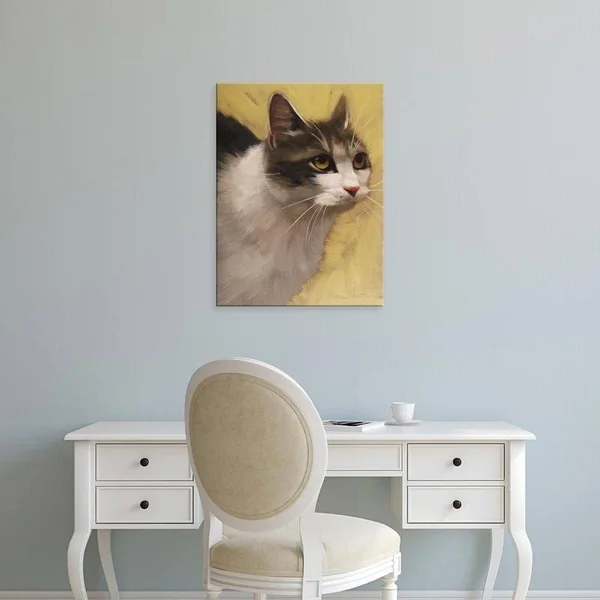 Easy Art Prints Diane Hoeptner's 'Derby Cat' Premium Canvas Art - 16 x 12 - Classic Black Frame