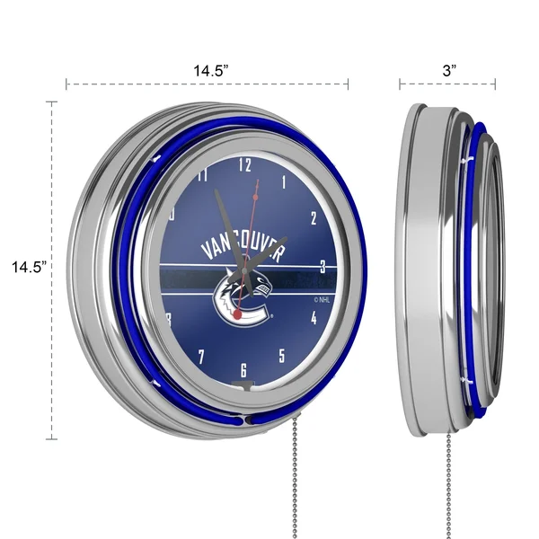 NHL Chrome Double Rung Neon Clock - Vancouver Canucks