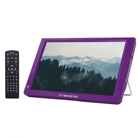 Trexonic Ultra Lightweight Rechargeable Widescreen 12 inch LED Portable TV with HDMI, SD, Mmc, USB, VGA, Headphone Jack, AV Inpu