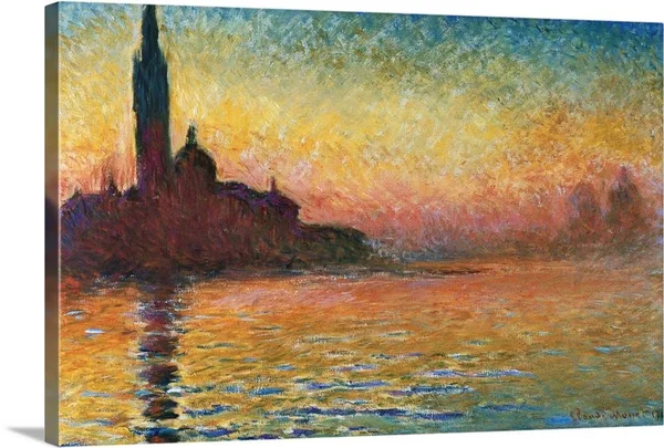 San Giorgio Maggiore at Twilight by Claude Monet, Large Solid-Faced Canvas Wall Art Print, Great Big Canvas