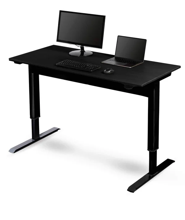 Stand Up Desk Store Pneumatic Adjustable Height Standing Desk Computer Workstation (Black Frame/Matte Black Top - 56x22 wide)