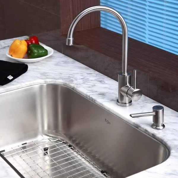 Kraus Stainless Steel Single Lever Kitchen Faucet and Soap Dispenser