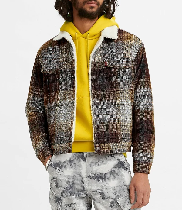 Levi&s Type III Sherpa Tinsel Plaid Trucker Jacket - 2XL