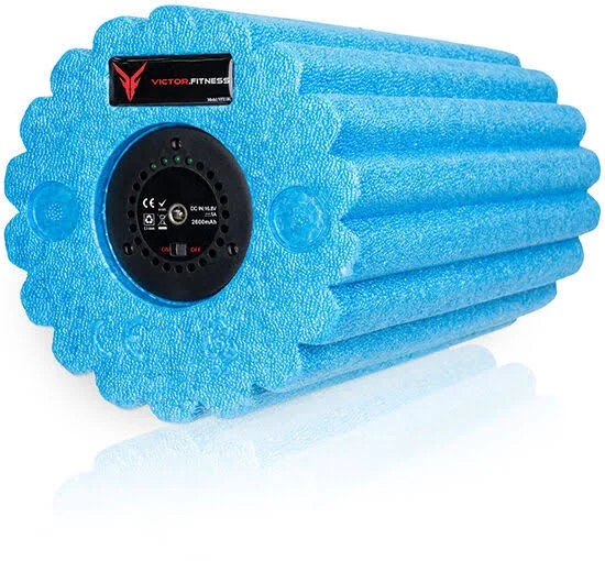 Victor.fitness REVIVERoller Blue High Intensity Vibrating Massage Roller - Built-in - Long Lasting Battery and 3 Modes for Rapid