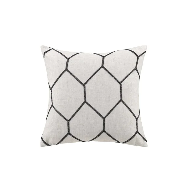 Madison Park Asher Metallic Geo Embroidered Pillow Pair (Black)(Linen)