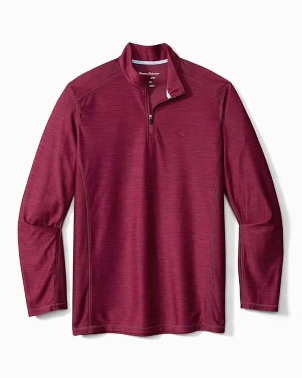 Tommy Bahama Big Tall IslandZone Palm Coast Half-Zip Recycled Materials Pullover - Mens, 2XLT, Beet Red