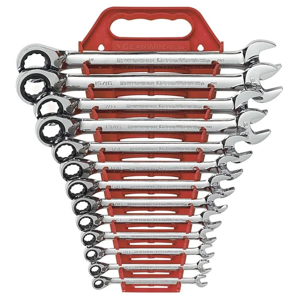 Apex Tool Gwr9509n 13 Piece 12 Point Reversible Ratcheting Combination SAE Wrench Set