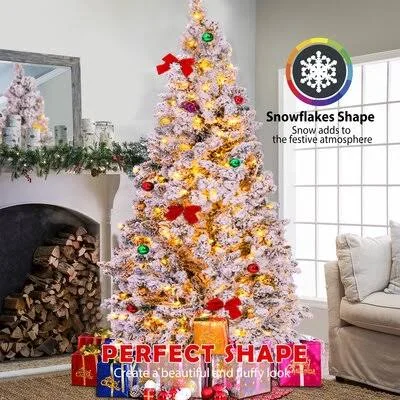 Snowflakes 7.5' White Fir Artificial Christmas Tree with Clear/White Lights The Holiday Aisle