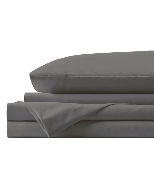 Lanwood Microfiber Sheet Set, King, Light Gray with POLYGIENE