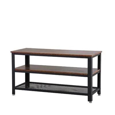 Industrial Console Table - Hallway Table with 2 Mesh Shelves, Side Table and Sideboard, Living Room, Corridor, Steel, Black in, 2