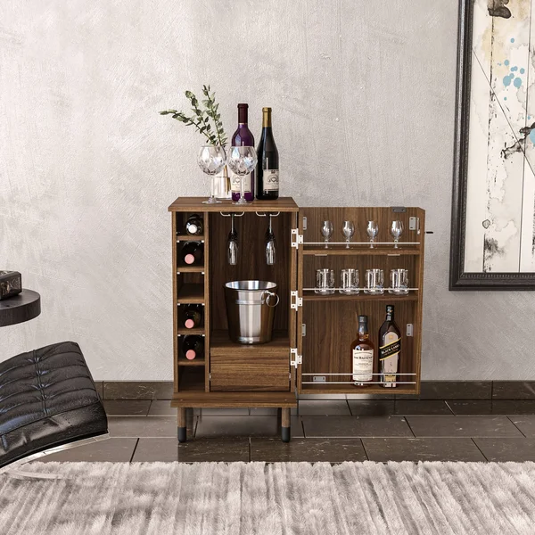 Boahaus Wrexham Expandable Bar Cabinet - 01 DOOR, 06 Wine Racks, 01 Drawer