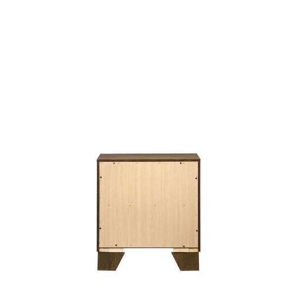 Transitional Miquell Rectangular Wood Nightstand with 2 Drawers - Oak