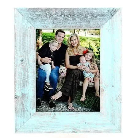 BarnwoodUSA, Farmhouse Picture Frame with 3 inch Wide Frame, 100% Reclaimed Wood (8.5x11, Robins Egg Blue)