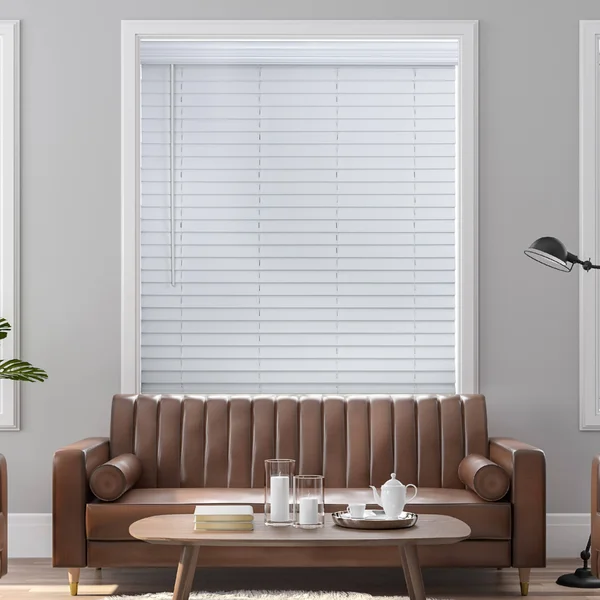 2x22 Cordless Faux Wood Blind - Smooth White - 40.5x22 W x 48x22 L