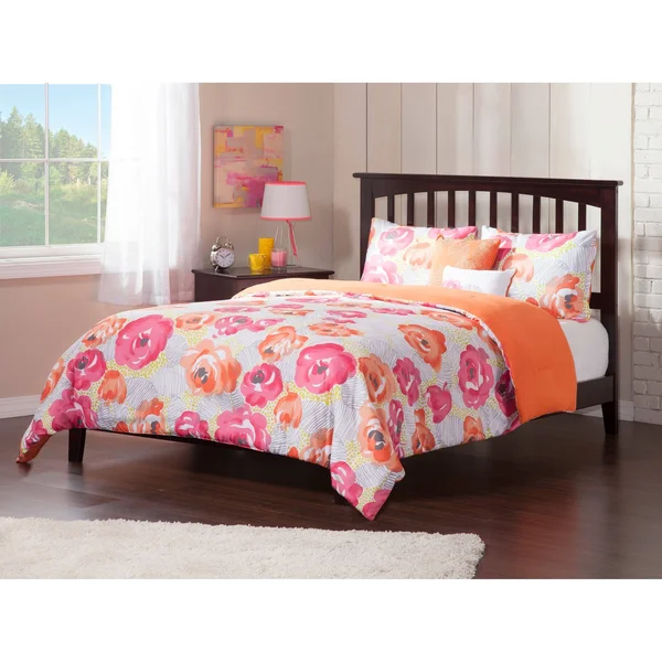 Atlantic Furniture Mission Queen Platform Bed with Open Foot Board in Espresso, Brown