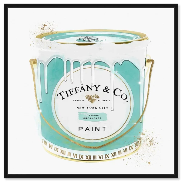 Oliver Gal Fashion and Glam Wall Art Framed Canvas Prints 'Priceless Fashion Paint' Cans - Blue, White - 12 x 12