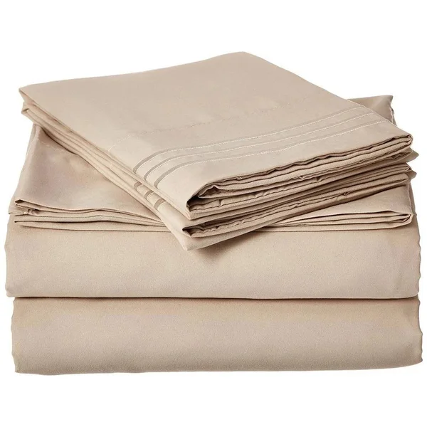Elegant Comfort 4-Piece Cream Solid Microfiber King - Split Sheet Set, Ivory
