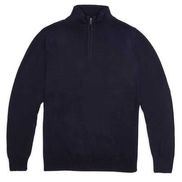 Mens 100% Extra Fine Merino Wool Quarter Zip Jumper, Navy, M