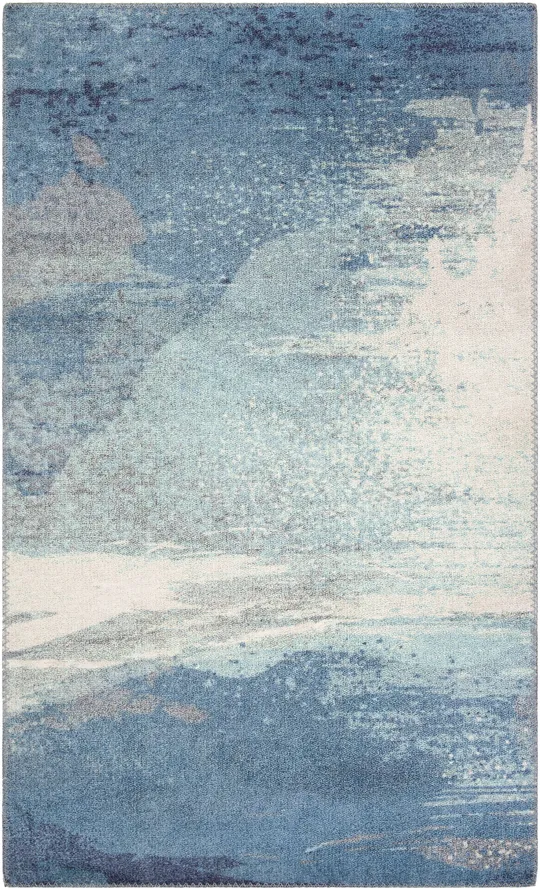 Modern BHS-0082902-P Polyester Aqua Abstract Area Rug