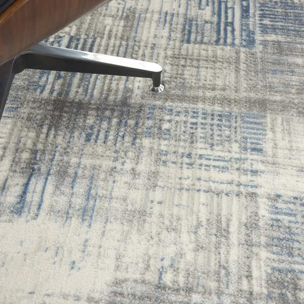 Nourison Solace SLA03 Area Rug - Ivory/Grey/Blue, 5&3x22 x 7&3x22