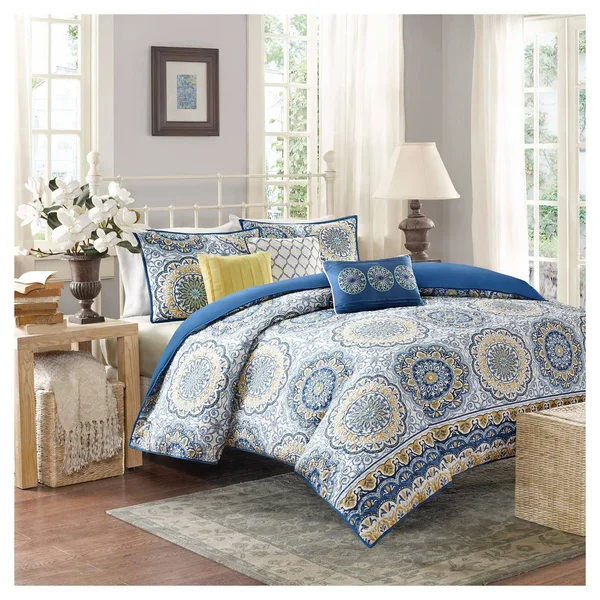 Madison Park Tangiers 6 Piece King/Cal King Blue 2-in-1 Duvet Set
