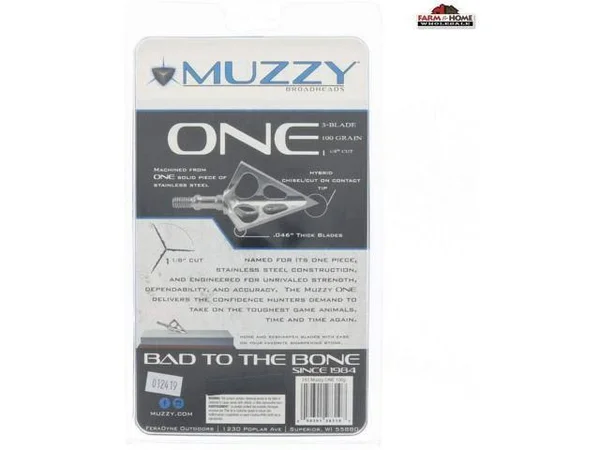 Muzzy One 100gr 3Blade Crossbow 1.125in Cut 3-Pack Broadhead