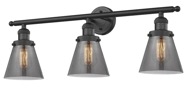 Innovations Lighting Small Cone 3 Light Bath Vanity Light 205 BK G63 LED (Black)