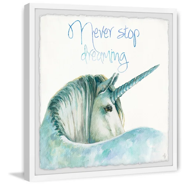Marmont Hill Blue Unicorn Dreams II Framed Wall Art, Size: 32 x 32