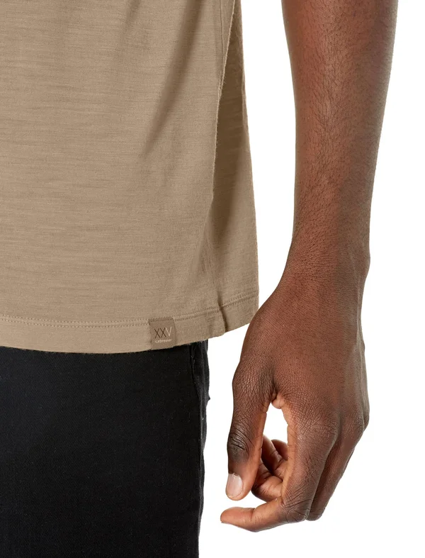 Icebreaker Men's Nature Dye Merino Tech Lite Short Sleeve Crewe T-Shirt Anniversary XXV, Size Large, Almond, Merino Wool/Nylo