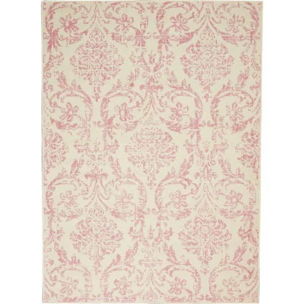 Nourison Jubilant Area Rug - Ivory/Pink, 5&3x22 x Round
