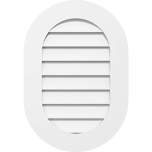 Ekena Millwork GVPVR14X1801SF 14x22W x 18x22H Vertical Round Ended Surface Mount PVC Gable Vent: Functional, w/ 3-1/2x22W x 1x22
