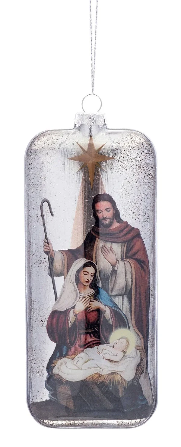 Melrose International Holy Family Ornament 8x22H (Set of 6) Glass - 3 x 1 x 8