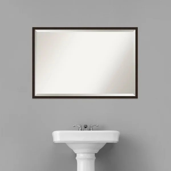 Amanti Art Carlisle 37 in. x 25 in. Rustic Rectangle Framed Espresso Narrow Bathroom Vanity Wall Mirror - Matte Brown