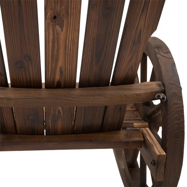 Outsunny Wood Adirondack Outdoor Rocking Chair with Slatted Design and Oversize Back for Porch - Poolside, or Garden Lounging