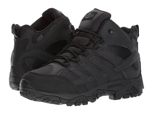 Merrell Men's Moab 2 Mid Waterproof Tactical Boots, Black