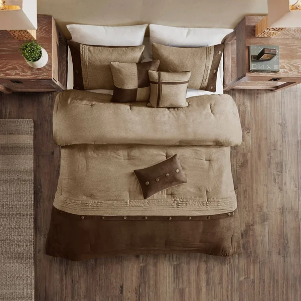 Madison Park Boone 7 Piece Faux Suede Comforter Set Cal King