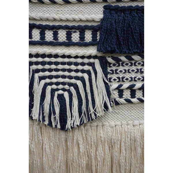 The Curated Nomad Chicory Macrame Wall Hanging with Navy Blue Pattern - Exact Size